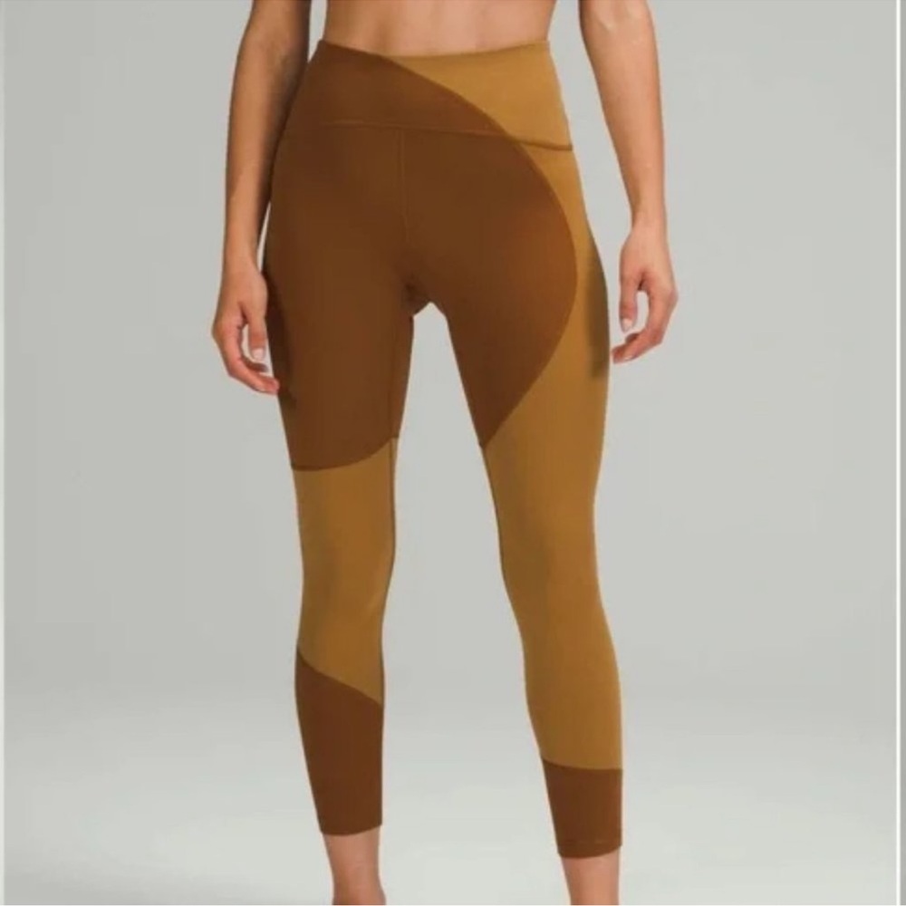 Lululemon Women's Nulu Colour Block HR Tight 25 Copper Brown Bold Beige
